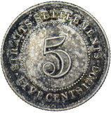 1898 Straits Settlements 5 Cents - Victoria Silver Coin - Nice