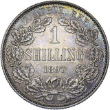1897 South Africa Shilling Coin - Silver Coin - Very Nice