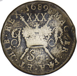 1689 (September) Ireland Gunmoney Halfcrown - James II Copper/Brass Coin