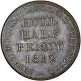 1812 Hull Copper Halfpenny Token - Very Nice