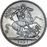 1887 Crown - Victoria British Silver Coin - Nice