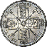 1887 Double Florin (Arabic 1) - Victoria British Silver Coin - Very Nice