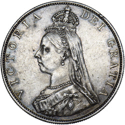 1887 Double Florin (Roman 1) - Victoria British Silver Coin - Very Nice