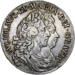 1693 Halfcrown - William & Mary British Silver Coin - Very Nice
