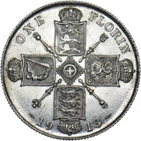 1913 Florin - George V British Silver Coin - Very Nice