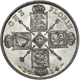 1914 Florin - George V British Silver Coin - Very Nice