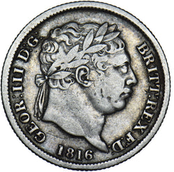 1816 Shilling - George III British Silver Coin - Nice
