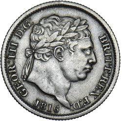 1816 Shilling - George III British Silver Coin - Nice