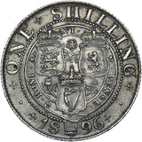 1896 Shilling (Small Rose) - Victoria British Silver Coin - Very Nice