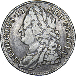 1743 Sixpence - George II British Silver Coin - Nice