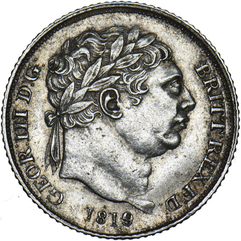 1819 Sixpence - George III British Silver Coin - Very Nice