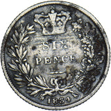 1834 Sixpence - William IV British Silver Coin