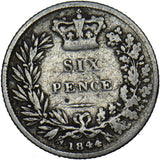1844 Sixpence - Victoria British Silver Coin