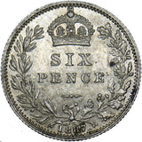 1887 Sixpence - Victoria British Silver Coin - Very Nice