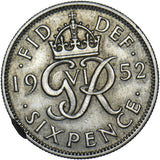 1952 Sixpence - George VI British  Coin