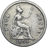 1854 Groat (Fourpence) - Victoria British Silver Coin