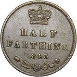1843 Half Farthing - Victoria British Copper Coin - Nice