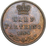 1844 Half Farthing - Victoria British Copper Coin - Very Nice