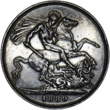 1889 Crown - Victoria British Silver Coin - Nice