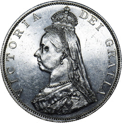 1887 Double Florin (Arabic 1) - Victoria British Silver Coin - Very Nice