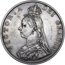 1887 Double Florin (Roman 1) - Victoria British Silver Coin - Nice