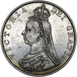 1887 Double Florin (Roman 1) - Victoria British Silver Coin - Very Nice