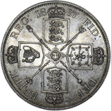 1887 Double Florin (Roman 1) - Victoria British Silver Coin - Very Nice