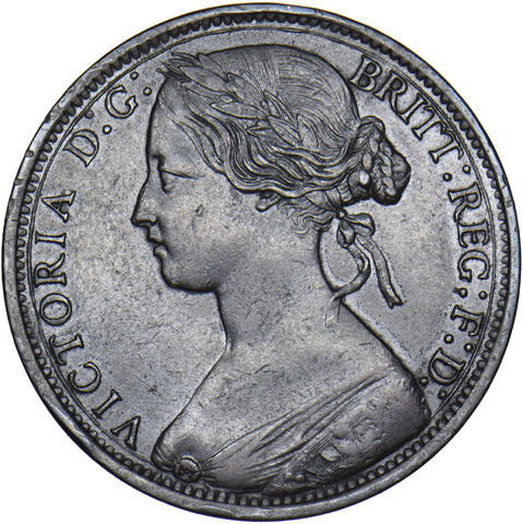 1865 Penny - Victoria British Bronze Coin - Very Nice