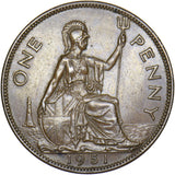 1951 Penny - George VI British Bronze Coin - Very Nice