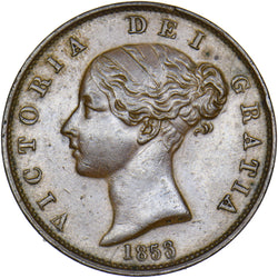 1853 Halfpenny - Victoria British Copper Coin - Very Nice