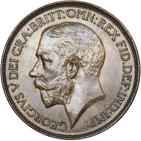 1924 Halfpenny - George V British Bronze Coin - Very Nice