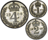 1908 Part maundy Set - Edward VII British Silver Coins - Very Nice