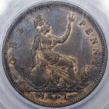 1861 Penny (CGS EF 60) - Victoria British Bronze Coin - Very Nice