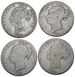 1883 - 1887 Halfcrowns Lot (4 Coins) - Victoria Young Head British Silver Coins