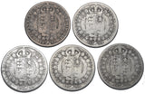 1887 - 1891 Halfcrowns Lot (5 Coins) - Victoria British Silver Coins - Date Run