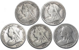 1895 - 1900 Halfcrowns Lot (5 Coins) - Victoria British Silver Coins