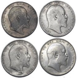 1907 - 1910 Halfcrowns Lot (4 Coins) - Edward VII British Silver Coins