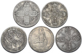 1872 - 1916 Florins Lot (5 Coins) - British Silver Coins - Different Types