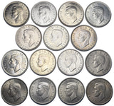1937 - 1951 High Grade Florins Lot (15 Coins) - George VI British Silver Coins
