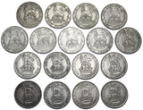 1920 - 1936 Better Grade Shillings Lot (17 Coins) - British Silver Date Run