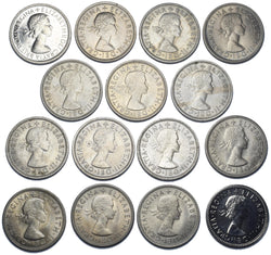 1953 - 1970 High Grade British Elizabeth II Scottish Shillings Lot - 16 Coins