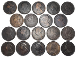 1881 - 1901 Pennies Lot (19 Coins) - Victoria British Bronze Coins
