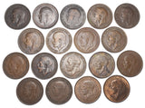 1911 - 1936 Better Grade Pennies Lot (18 Coins) - George V British Bronze Coins