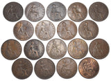 1911 - 1936 Better Grade Pennies Lot (18 Coins) - George V British Bronze Coins