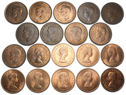 1937 - 1970 High Grade Pennies Lot (19 Coins) - British Bronze Coins