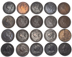1881 - 1900 Farthings Lot (20 Coins) - British Bronze Coins - All Different