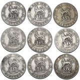 1911 - 1919 Sixpences Lot (9 Coins) - George V British Silver Coins - Date Run