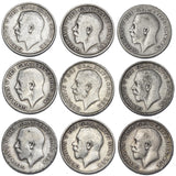 1911 - 1919 Sixpences Lot (9 Coins) - George V British Silver Coins - Date Run