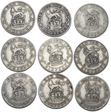 1911 - 1919 Sixpences Lot (9 Coins) - George V British Silver Coins - Date Run