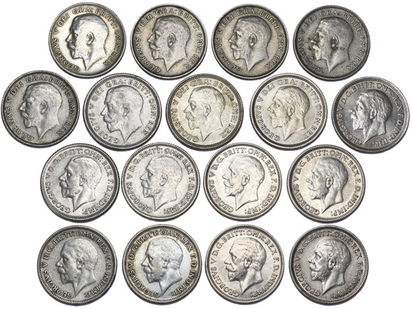 1920 - 1936 Better Grade Sixpences Lot (17 Coins) - British Silver Date Run
